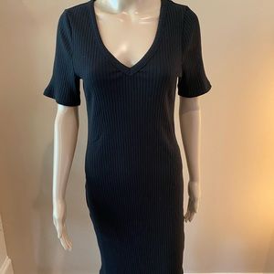 Banana Republic, blk ribbed cotton/spandex dress
